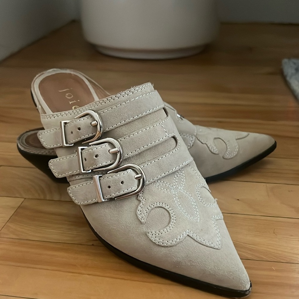 JOIE Cabery Western Suede Buckled Mules - Size 37